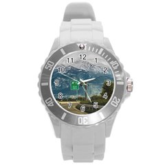 Landscape Highway Scene, Patras, Greece Round Plastic Sport Watch (l) by dflcprintsclothing