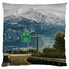 Landscape Highway Scene, Patras, Greece Large Cushion Case (two Sides) by dflcprintsclothing