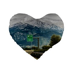 Landscape Highway Scene, Patras, Greece Standard 16  Premium Heart Shape Cushions by dflcprintsclothing