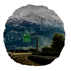 Landscape Highway Scene, Patras, Greece Large 18  Premium Flano Round Cushions by dflcprintsclothing