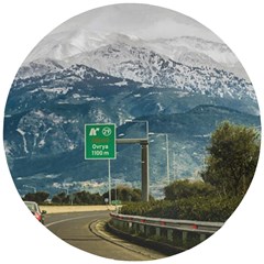 Landscape Highway Scene, Patras, Greece Wooden Puzzle Round by dflcprintsclothing