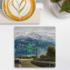 Landscape Highway Scene, Patras, Greece Uv Print Square Tile Coaster  by dflcprintsclothing