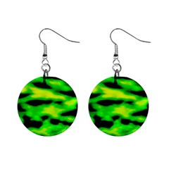 Green Waves Flow Series 3 Mini Button Earrings by DimitriosArt