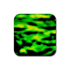 Green Waves Flow Series 3 Rubber Coaster (square) by DimitriosArt