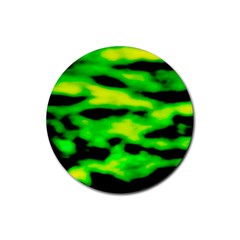 Green Waves Flow Series 3 Rubber Coaster (round) by DimitriosArt