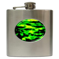 Green Waves Flow Series 3 Hip Flask (6 Oz) by DimitriosArt