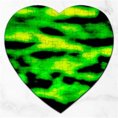 Green Waves Flow Series 3 Jigsaw Puzzle (heart) by DimitriosArt