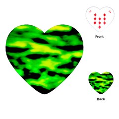 Green Waves Flow Series 3 Playing Cards Single Design (heart) by DimitriosArt