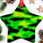 Green Waves Flow Series 3 Star Ornament (Two Sides) Front