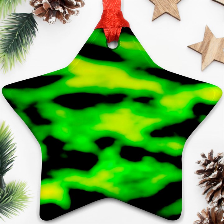 Green Waves Flow Series 3 Star Ornament (Two Sides)