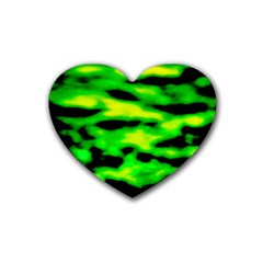 Green Waves Flow Series 3 Rubber Heart Coaster (4 Pack) by DimitriosArt