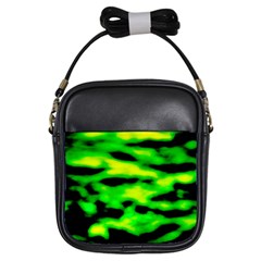 Green Waves Flow Series 3 Girls Sling Bag by DimitriosArt