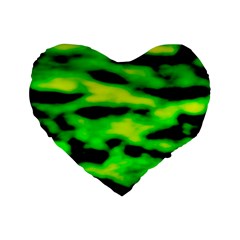 Green Waves Flow Series 3 Standard 16  Premium Heart Shape Cushions by DimitriosArt