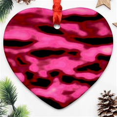 Pink  Waves Flow Series 9 Ornament (heart) by DimitriosArt