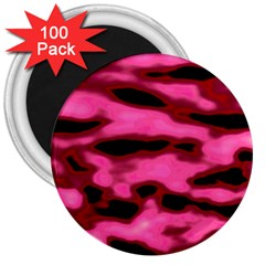 Pink  Waves Flow Series 9 3  Magnets (100 Pack) by DimitriosArt