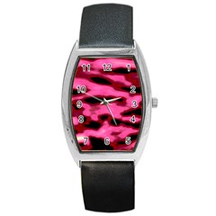 Pink  Waves Flow Series 9 Barrel Style Metal Watch by DimitriosArt