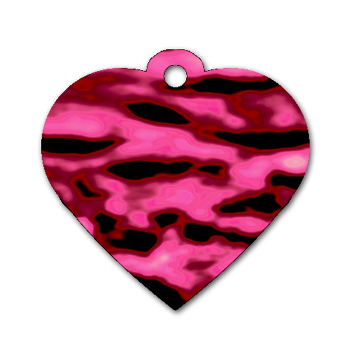 Pink  Waves Flow Series 9 Dog Tag Heart (Two Sides)