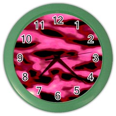 Pink  Waves Flow Series 9 Color Wall Clock by DimitriosArt