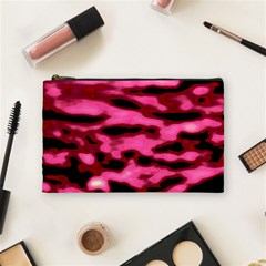 Pink  Waves Flow Series 9 Cosmetic Bag (medium) by DimitriosArt