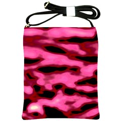 Pink  Waves Flow Series 9 Shoulder Sling Bag by DimitriosArt