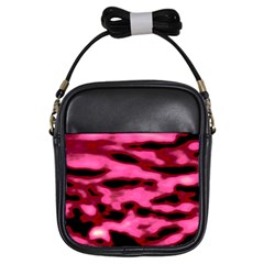 Pink  Waves Flow Series 9 Girls Sling Bag by DimitriosArt