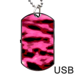 Pink  Waves Flow Series 9 Dog Tag Usb Flash (one Side) by DimitriosArt