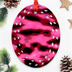 Pink  Waves Flow Series 9 Oval Filigree Ornament (two Sides) by DimitriosArt