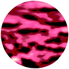 Pink  Waves Flow Series 9 Wooden Puzzle Round by DimitriosArt