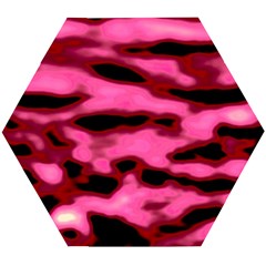 Pink  Waves Flow Series 9 Wooden Puzzle Hexagon by DimitriosArt