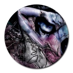 Watercolor Girl Round Mousepads by MRNStudios