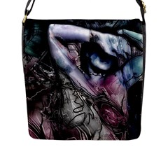 Watercolor Girl Flap Closure Messenger Bag (l) by MRNStudios