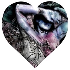 Watercolor Girl Wooden Puzzle Heart by MRNStudios