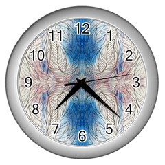 Mixed Media Art Wall Clock (silver) by kaleidomarblingart