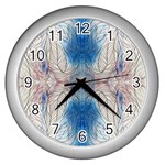 Mixed media art Wall Clock (Silver) Front