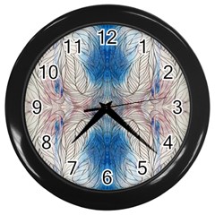 Mixed Media Art Wall Clock (black) by kaleidomarblingart