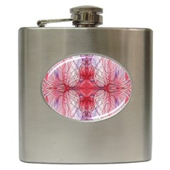 Red Repeats Hip Flask (6 Oz) by kaleidomarblingart