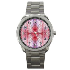 Red Repeats Sport Metal Watch by kaleidomarblingart