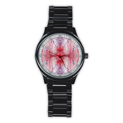 Red Repeats Stainless Steel Round Watch