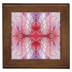 Red Repeats Framed Tile by kaleidomarblingart