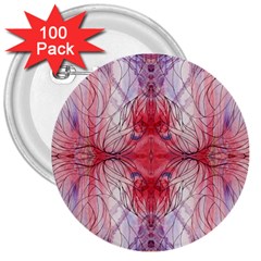 Red Repeats 3  Buttons (100 Pack)  by kaleidomarblingart