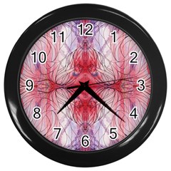 Red Repeats Wall Clock (black) by kaleidomarblingart