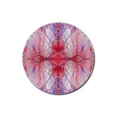 Red Repeats Rubber Coaster (round) by kaleidomarblingart