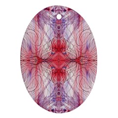 Red Repeats Oval Ornament (two Sides) by kaleidomarblingart