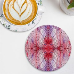 Red Repeats Uv Print Round Tile Coaster by kaleidomarblingart