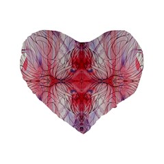 Red Repeats Standard 16  Premium Flano Heart Shape Cushions by kaleidomarblingart