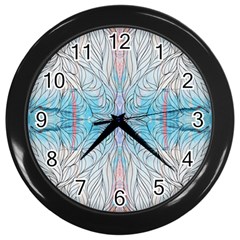 Blue Repeats I Wall Clock (black) by kaleidomarblingart