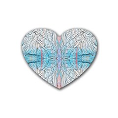 Blue Repeats I Rubber Coaster (heart) by kaleidomarblingart