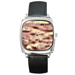 Pink  Waves Flow Series 10 Square Metal Watch by DimitriosArt