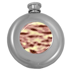 Pink  Waves Flow Series 10 Round Hip Flask (5 Oz) by DimitriosArt