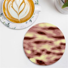 Pink  Waves Flow Series 10 Uv Print Round Tile Coaster by DimitriosArt